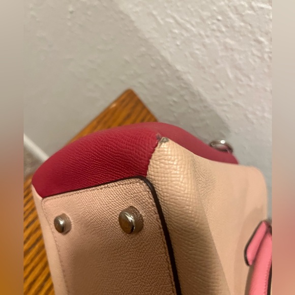 Coach Colorblock Satchel With Crossbody in Taupe / Pink / Red - Picture 11 of 13